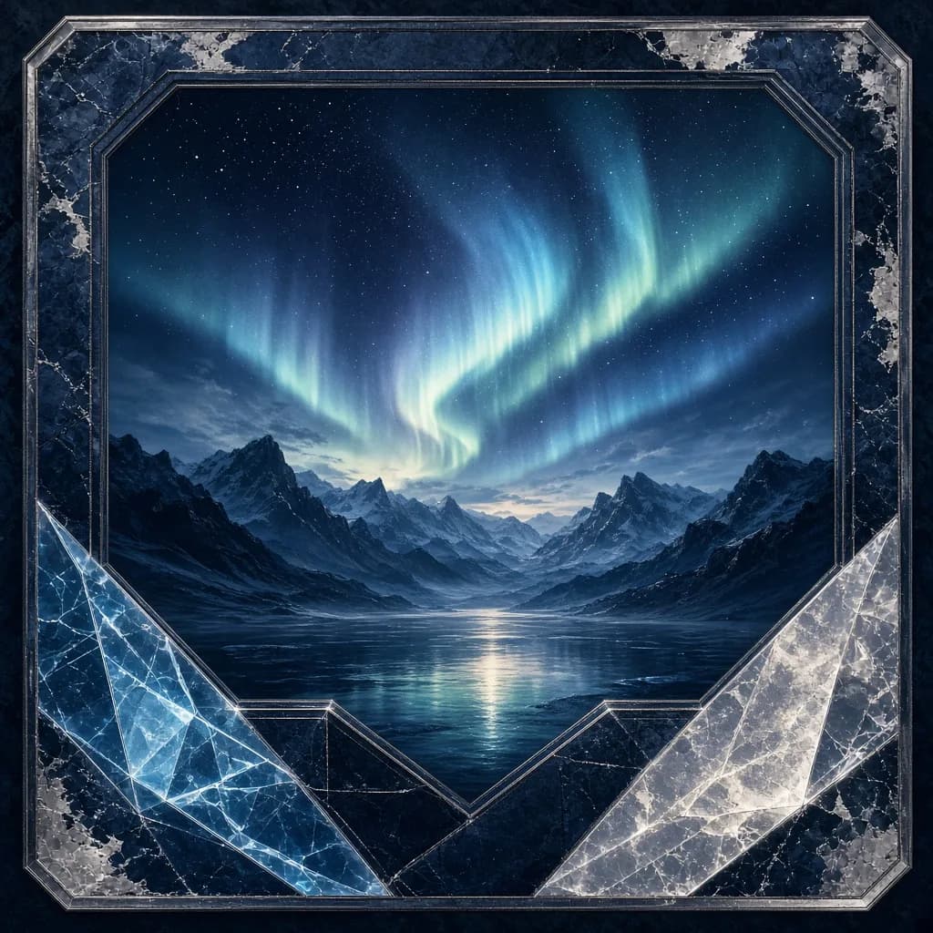 Portada de Luces Australes con destellos sobre paisaje frío